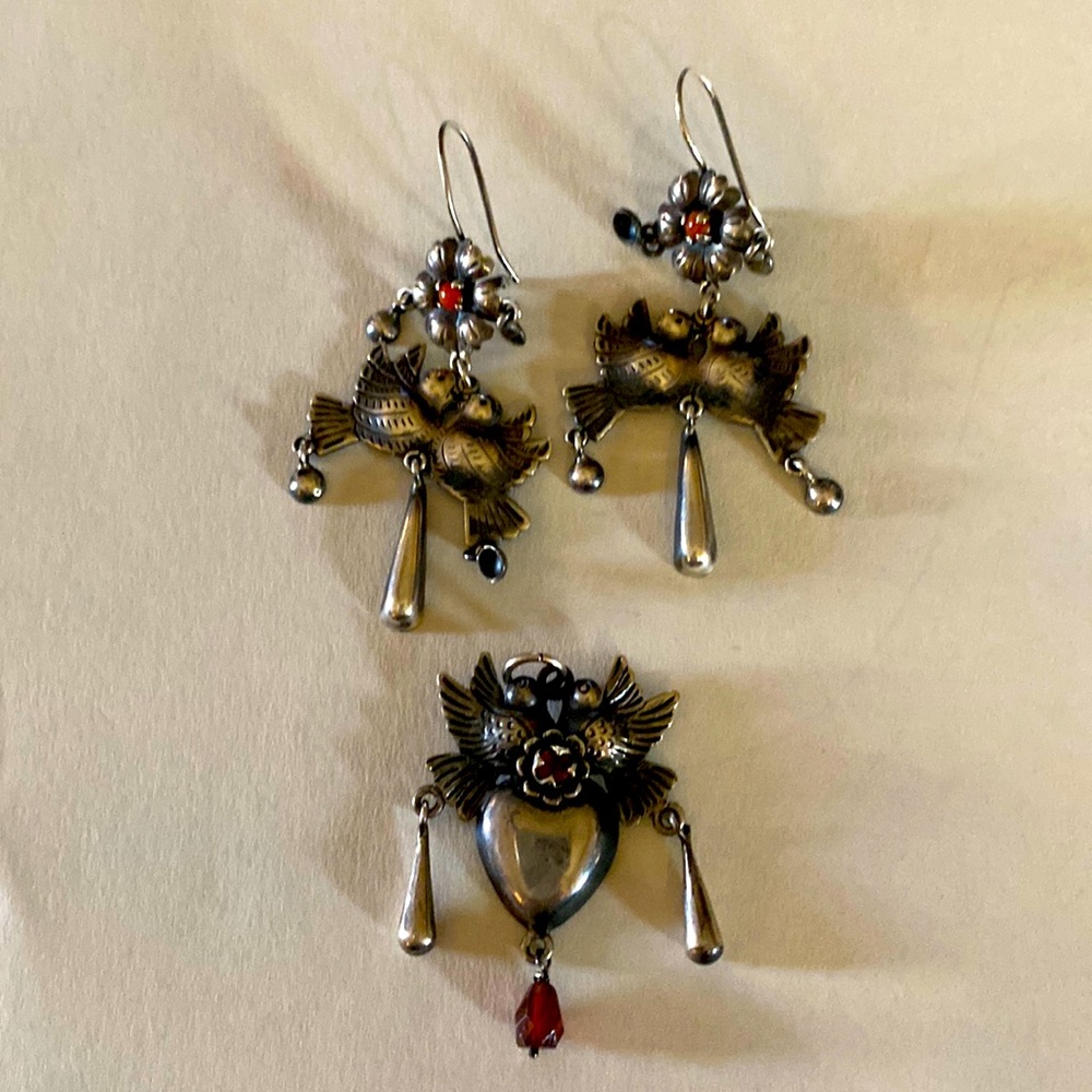 Sterling earrings and pendant